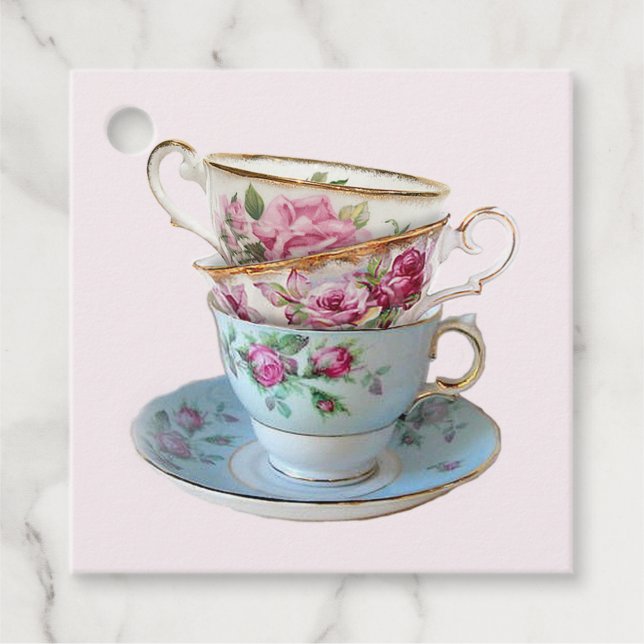 Three Tea Cups Favor Tags (Front)