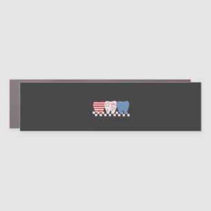 Three Teeth Graphic Design 4th of July Car Magnet