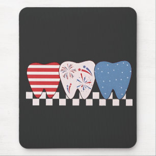 Three Teeth Graphic Design 4th of July Mouse Pad