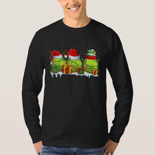 Three Tennis Ball Santa ELF Reindeer Christmas Lig T-Shirt (Front)