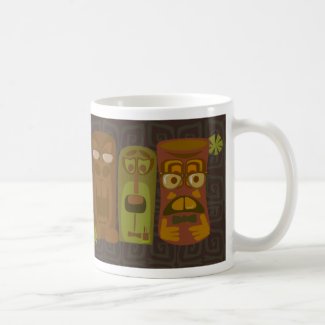 Three Tiki Nerds Fun Retro Cartoon Vintage Art