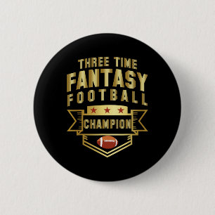 Three Time Fantasy Football Champion Champ 3 Time Button
