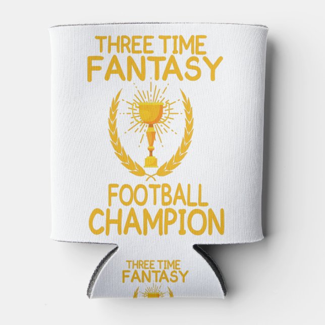 Three time fantasy football champion gift can cooler (Front)