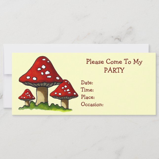 Three Toadstools Party Invitation: Original Art Invitation (Front)