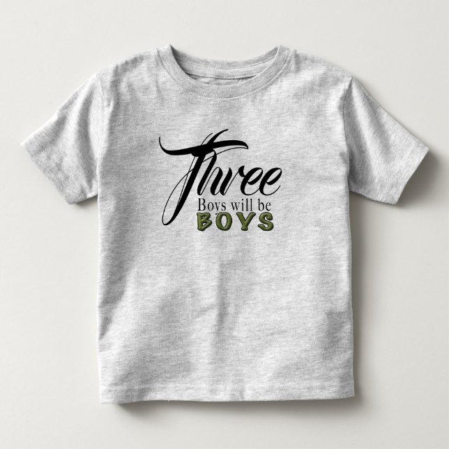 Three - Toddler Fine Jersey T-Shirt (Front)