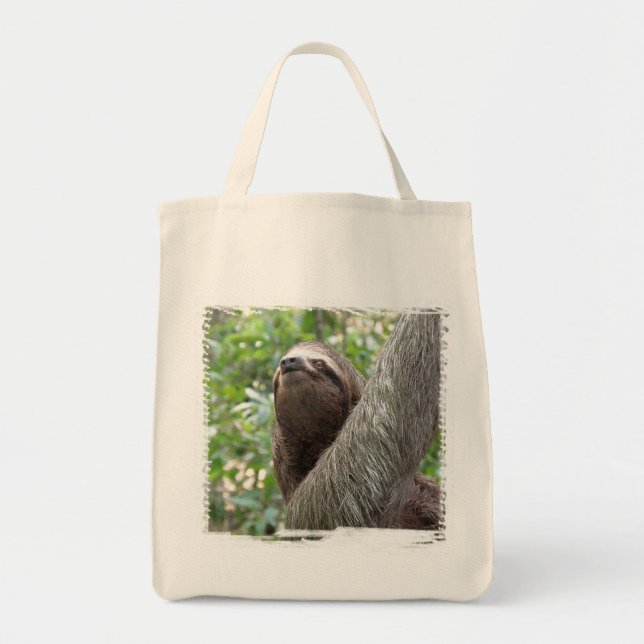 Three Toed  Sloth Grocery Tote Bag (Front)
