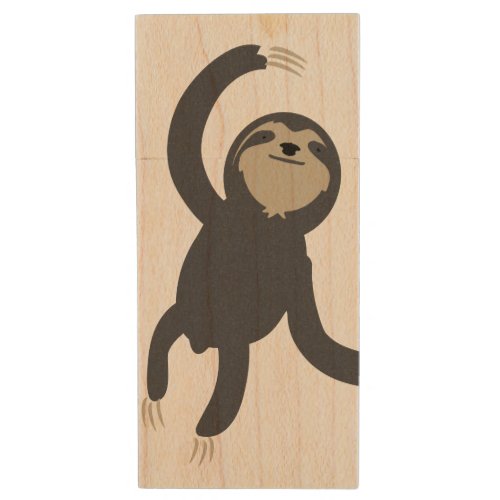 Three Toed Sloth Wooden USB Drive