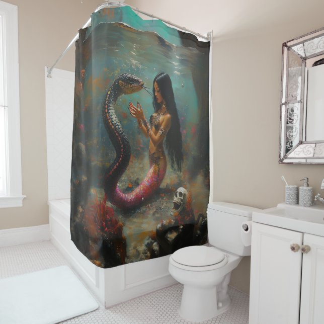 Three Tongues Shower Curtain (In Situ)