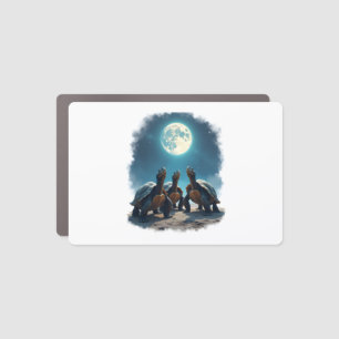 Three Tortoises Howl at Moon Wildlife Mountain Tur Car Magnet
