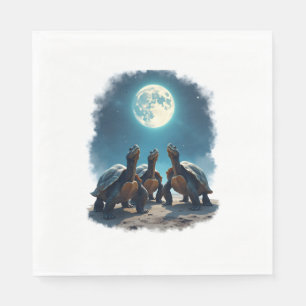 Three Tortoises Howl at Moon Wildlife Mountain Tur Napkins