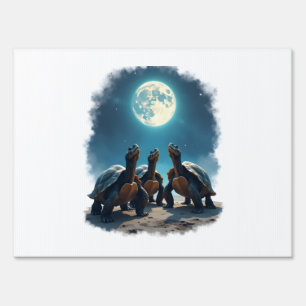 Three Tortoises Howl at Moon Wildlife Mountain Tur Sign