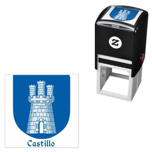 Three Tower Turret Castillo Spanish Surname Self-inking Stamp (In Situ)