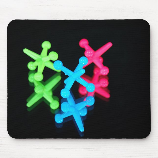 Three Toy Jacks On Black Mouse Pad (Front)
