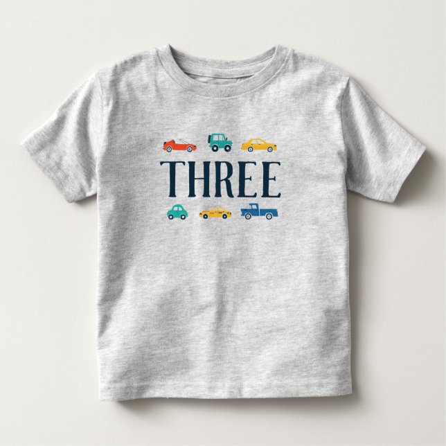 Three Transportation Birthday Shirt (Front)