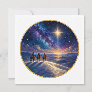 Three Travelers Beneath the Desert Star Holiday Card