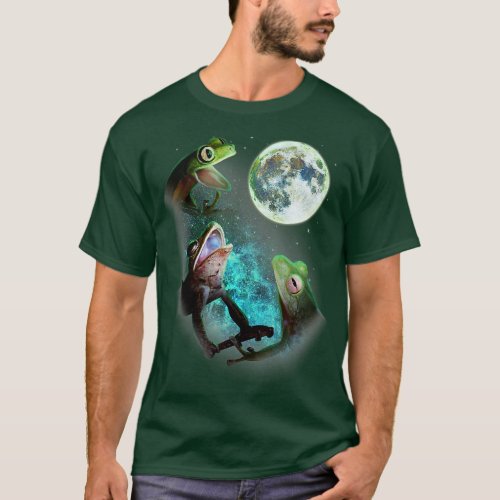 Three Tree Frogs Howl At Moon 3 Wolfs Wolves Funny T_Shirt