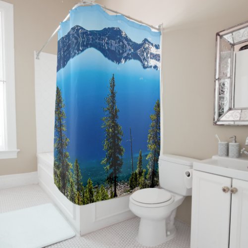 Three Tree View  Crater Lake National Park Shower Curtain