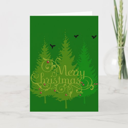 Three Trees Silhouette Christmas Card