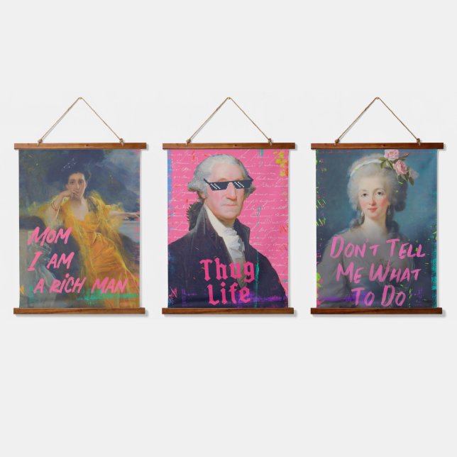 Three Trendy Altered Art Quote Wall Art Tapestries (Triple)