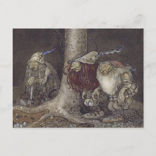 Three Trolls John Bauer Vintage Art Postcard