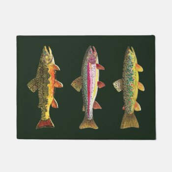 Three Trout Decor Doormat by TroutWhiskers at Zazzle