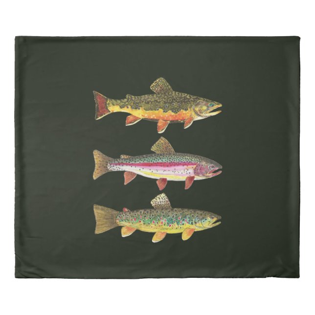 Three Trout Decor Duvet Cover (Front)