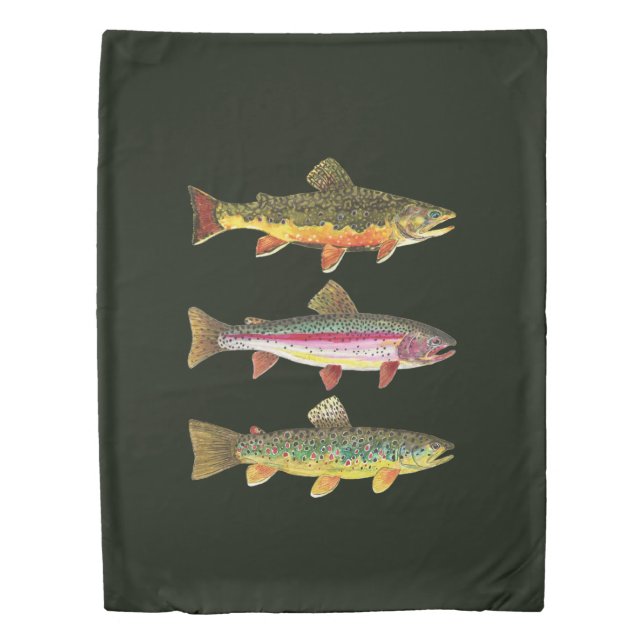Three Trout Decor Duvet Cover (Front)