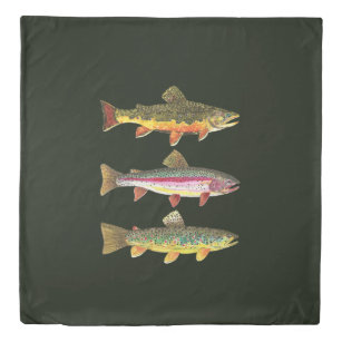Fly Fishing Blue and Grey Trout Pattern Duvet Bedding Cover - The Painting  Pony