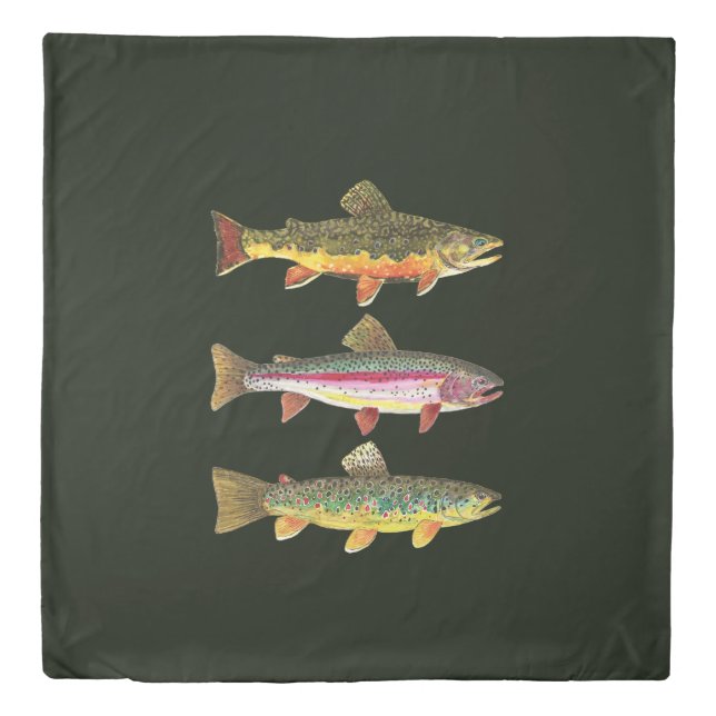 Three Trout Decor Duvet Cover (Front)