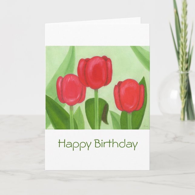 Three Tulips Birthday Card (Front)