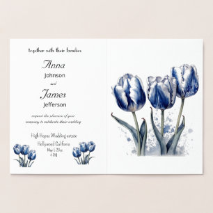 Three tulips, foil wedding invitation