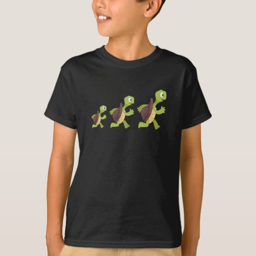 Three turtles are running cute animal cartoon T_Shirt