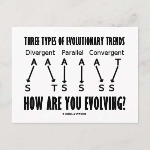 Three Types Of Evolutionary Trends Evolution Postcard