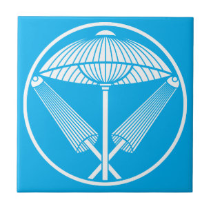 Three umbrellas in a threadlike ring ceramic tile