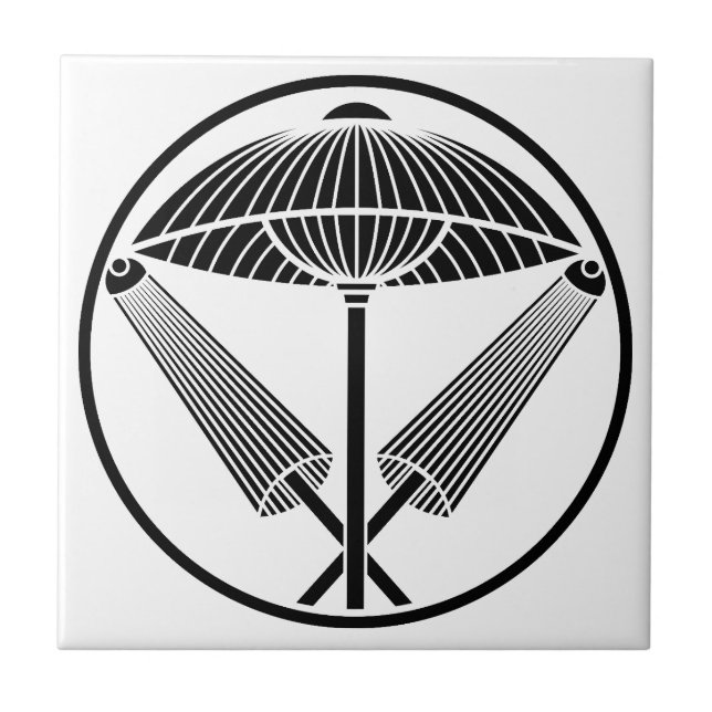Three umbrellas in a threadlike ring ceramic tile (Front)