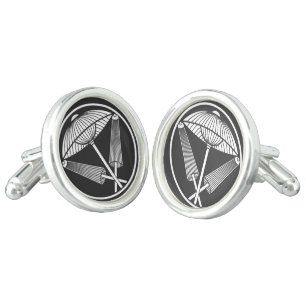Three umbrellas in a threadlike ring cufflinks