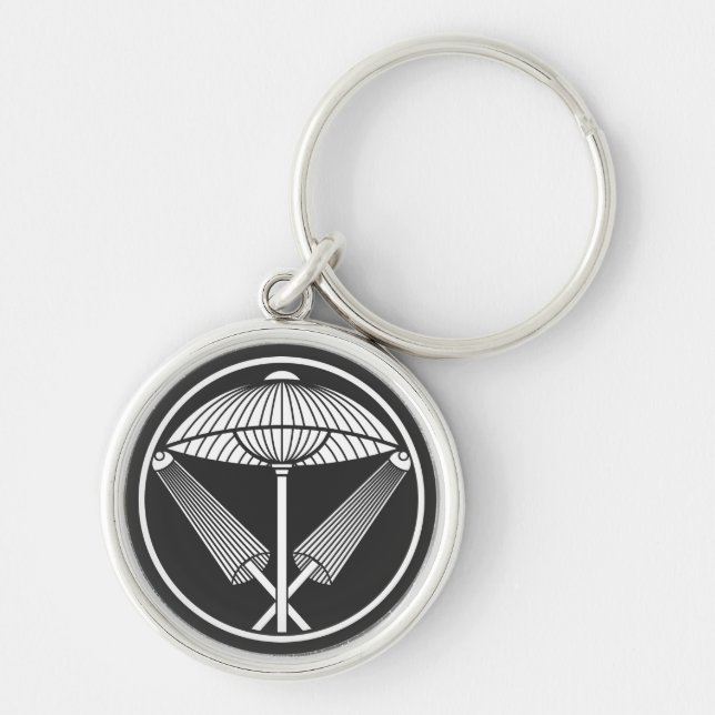 Three umbrellas in a threadlike ring keychain (Front)