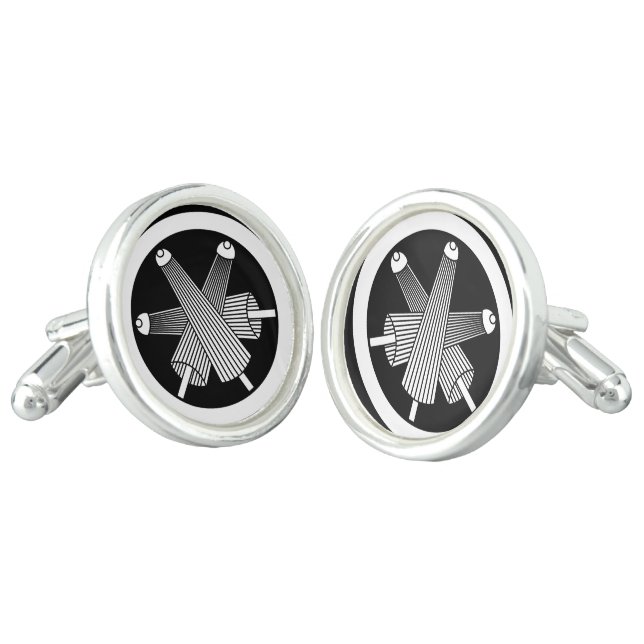 Three umbrellas, staggered in circle cufflinks (Angled)