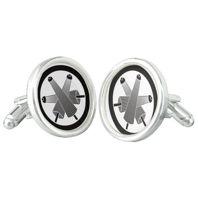 Three umbrellas, staggered in circle cufflinks (Angled)