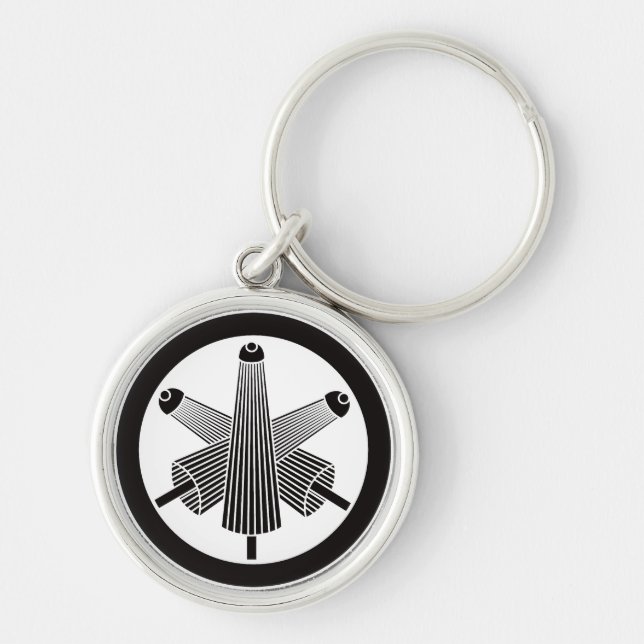 Three umbrellas, staggered in circle keychain (Front)
