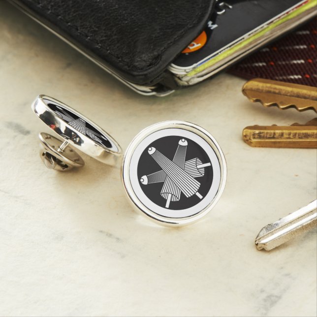 Three umbrellas, staggered in circle lapel pin (In Situ)