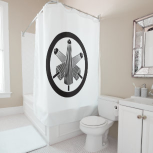 Three umbrellas, staggered in circle shower curtain