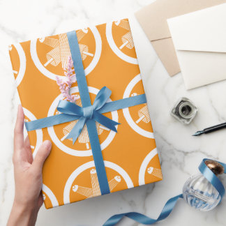 Three umbrellas, staggered in circle wrapping paper
