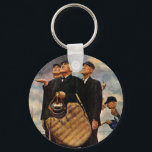 Three Umpires Keychain<br><div class="desc">Artist: Norman Rockwell | Umpires decide whether to stop game due to rain</div>