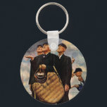 Three Umpires Keychain<br><div class="desc">Artist: Norman Rockwell | Umpires decide whether to stop game due to rain</div>
