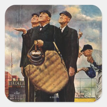 Three Umpires Square Sticker by PostSports at Zazzle