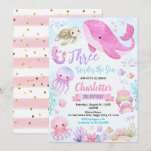 Three Under The Sea Girl 2nd Birthday Pink