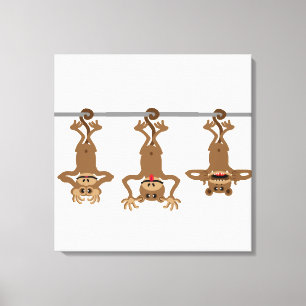 Three unwise monkeys canvas print