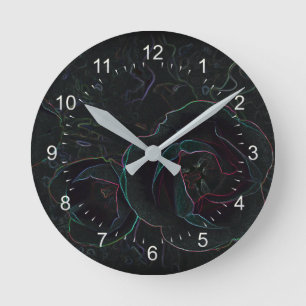 three velvet tulips round clock