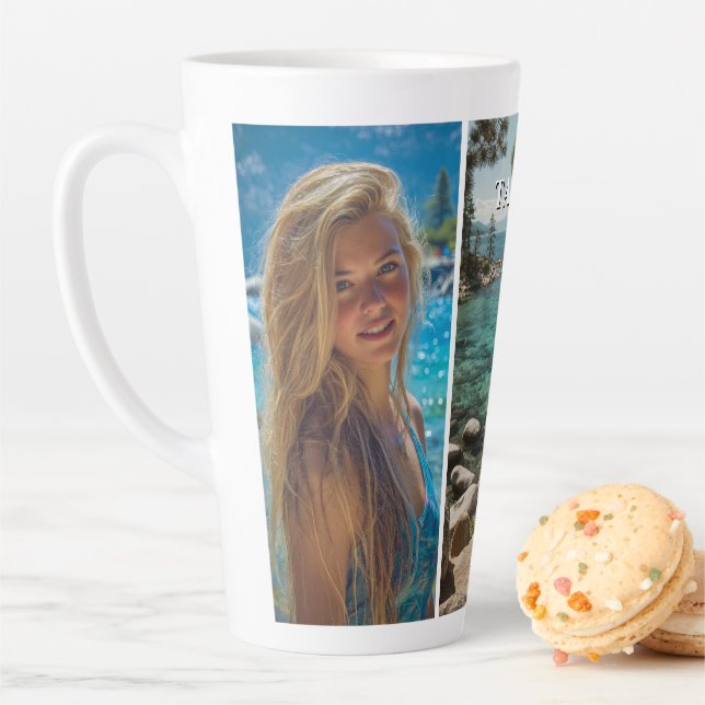 Three Vertical Strip Boho Photo Latte Mug (In Situ)